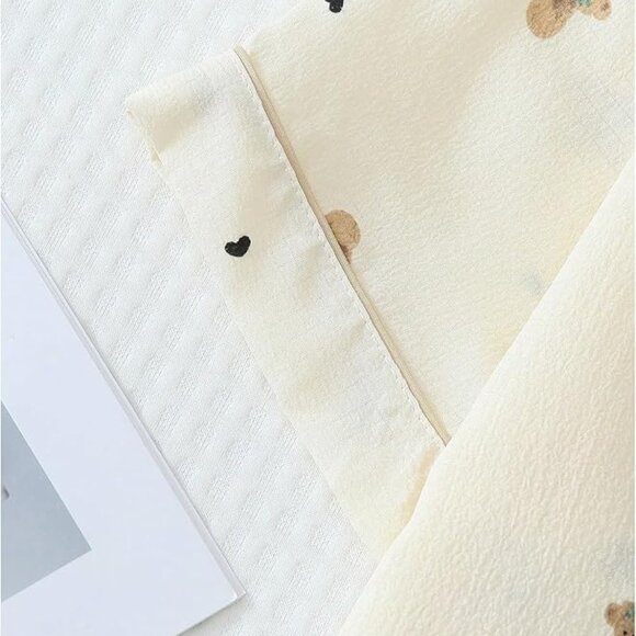 🧸 Heart & Bear Pattern PJ Set,  Button Up Lounge Sleepwear 🧸 - Picture 5 of 6